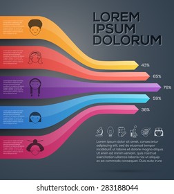 Vector graphic abstract info-graphics with icons in vibrant colors