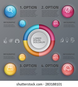 Vector graphic abstract info-graphics with icons in vibrant colors