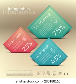 Vector graphic abstract info-graphics with icons in vibrant colors