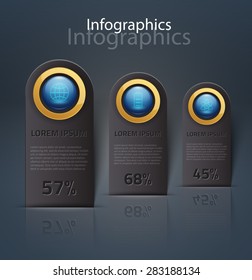 Vector graphic abstract info-graphics with icons in vibrant colors