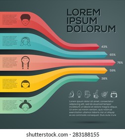 Vector graphic abstract info-graphics with icons in vibrant colors