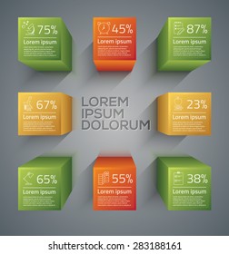 Vector graphic abstract info-graphics with icons in vibrant colors