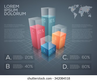 Vector graphic abstract info-graphics in vibrant colors
