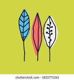 Vector graphic with abstract leaves. Decor printable art. Contemporary design for prints, posters, stationery, logos, branding, invitations, social media posts