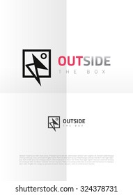 Vector graphic abstract man, human icon, symbol with sample text