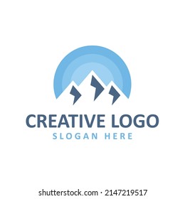 Vector graphic of abstract mountain logo design template