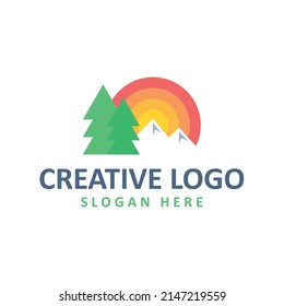 Vector graphic of abstract mountain logo design template