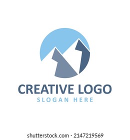 Vector graphic of abstract mountain logo design template