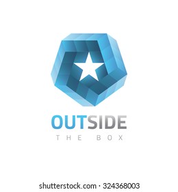 Vector graphic abstract symbol, impossible object with 3d effect