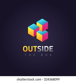 Vector graphic abstract symbol, squares with 3d effect