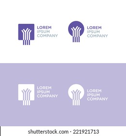 Vector graphic abstract tree shaped symbol with sample text in several version
