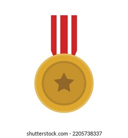 Vector graphic of achievement medal. Gold medal illustration with flat design style. Suitable for content design assets