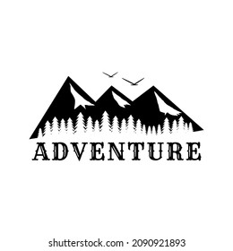 vector graphic of adventure logo with black and white color vintage style. suitable for adventure logo, travel logo, background, badge, T-shirt, brochure, social media, etc.
