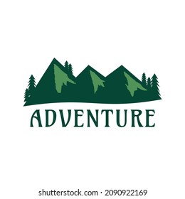 vector graphic of adventure logo with green color vintage style. suitable for adventure logo, travel logo, background, badge, T-shirt, brochure, social media, etc.