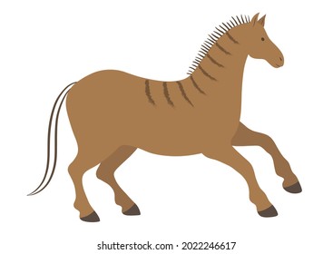 Dibujo vectorial africano antiguo de caballo marrón sobre fondo blanco