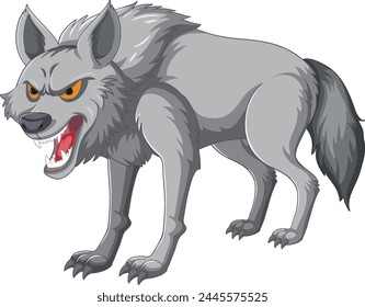 Vector graphic of an aggressive grey wolf