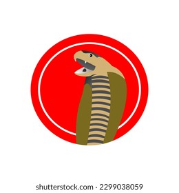 Vector graphic of Aggressive King Cobra Head logo illustration. This king cobra head vector logo is perfect for company logos, banners, stickers, templates, mascot, wallpaper and covers etc.