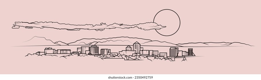 Vector graphic of Albuquerque, New Mexico skyline