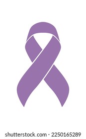 Vector graphic of all cancers ribbon on white background. Lavender color awareness ribbon for all cancers support symbol. vector eps10.
