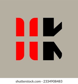Gráfica vectorial de la letra alfabética del logotipo del monograma inicial HK, KH, H y K. Este logotipo de vector HK monograma es perfecto para logotipos de empresa, logotipos de apoyo, diseño de nombre de boda, decoración de identidad y marca