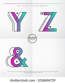 Vector graphic alphabet / Minimal, glitch style