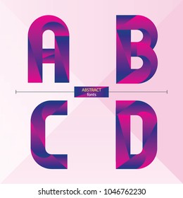 Vector graphic alphabet in a set A,B.C,D, with purple color geometric style