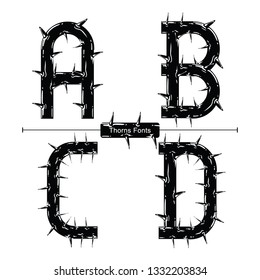 Vector graphic alphabet in a set A,B,C,D, with Abstract minimal linear font style