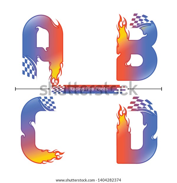 Vector\
graphic alphabet in a set A,B,C,D, with Abstract Racing fire fonts.\
Typography design for posters, logos, cover,\
etc.
