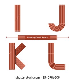 Vector graphic alphabet in a set I,J,K,L, with Abstract Running Track. Sport fonts. Typography design for posters, logos, cover, etc.