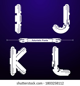 Vector graphic alphabet in a set I,J,K,L with Abstract futuristic modern Font. Typography design for posters, logos, cover, etc.