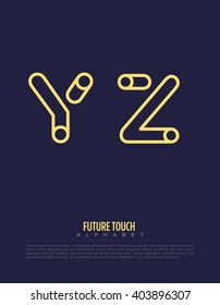 Vector graphic alphabet in a set with minimal outline design
