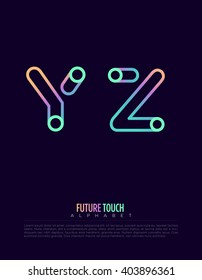 Vector graphic alphabet in a set with minimal outline design