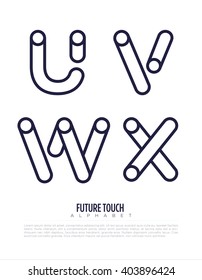 Vector graphic alphabet in a set with minimal outline design