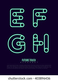 Vector graphic alphabet in a set with minimal outline design