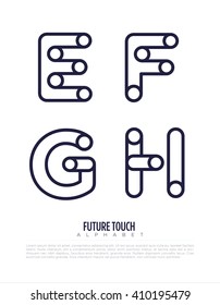 Vector graphic alphabet in a set with minimal outline design