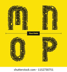Vector graphic alphabet in a set M,N,O,P, with celtic golden color style