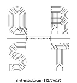 Vector graphic alphabet in a set M,N,O,P, with Abstract minimal linear font style