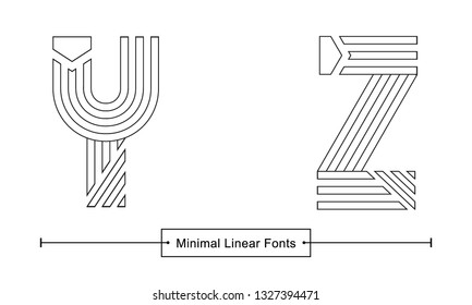 Vector graphic alphabet in a set Y,Z, with Abstract minimal linear font style