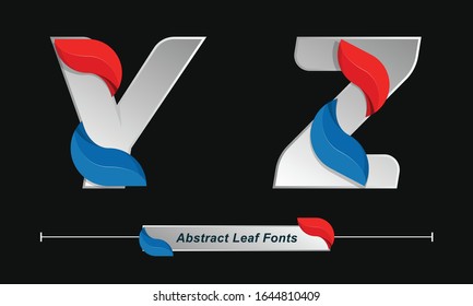 Alfabeto gráfico vectorial en un conjunto Y,Z, con estilo de fuente de hoja abstracta en color