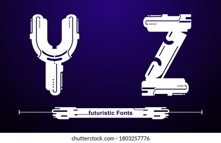 Vektorgrafik-Alphabet in einem Satz Y,Z mit abstrakter futuristischer moderner Schrift. Typografie-Design für Poster, Logos, Deckel usw.