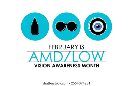 Vector graphic of Amd low vision awareness month observed every year in month of february. Design for cards, prints, social media, poster, flyer and background design template.