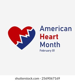 vector graphic of American Heart Month good for national American Heart Month celebration. flat design. flyer design.flat illustration.