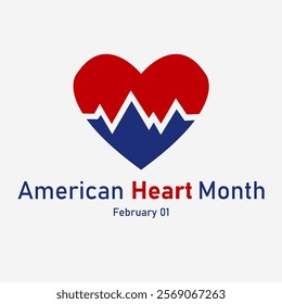 vector graphic of American Heart Month good for national American Heart Month celebration. flat design. flyer design.flat illustration.