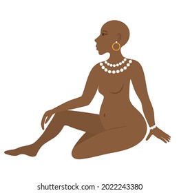 Vector graphic ancient beauty sitting woman illustration on a white background