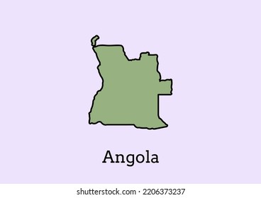 Vector graphic of Angola map in green color. Green Outline Map of Angola Vector Design isolated on light blue background. Map of Angola. Good design for your advertisement, poster, banner, print etc.