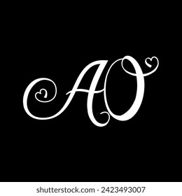 Vector graphic of AO monogram logo. This vector is perfect for company logos, salons, boutiques, banners, wedding name designs, businesses and identities etc.