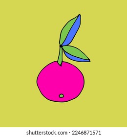 Gráfico vectorial con manzana. Decoración de arte imprimible con colores luminosos brillantes. Diseño contemporáneo para impresiones, afiches, papelería, logos, marca, invitaciones, publicaciones en medios sociales