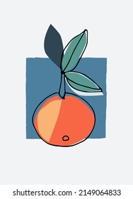 Vector graphic with apple, tangerine, orange. Decor printable art. Contemporary design for prints, posters, stationery, logos, branding, invitations social media posts