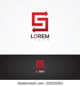 Vector graphic arrow themed alphabet symbol for your company / Letter S
