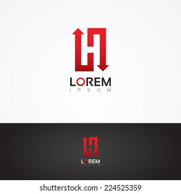 Vector graphic arrow themed alphabet symbol for your company / Letter H